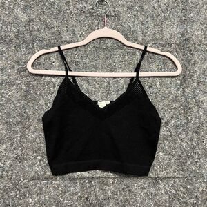 Bozzolo Crop Top Women M/L Black Sleeveless Lightweight Spaghetti Straps